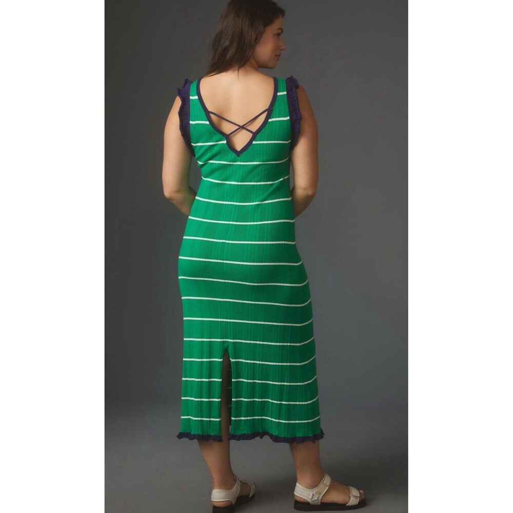 Anthropologie Daily Practice Sweater Dress Midi Green Stretch Preppy Sz L NWT - Picture 3 of 10
